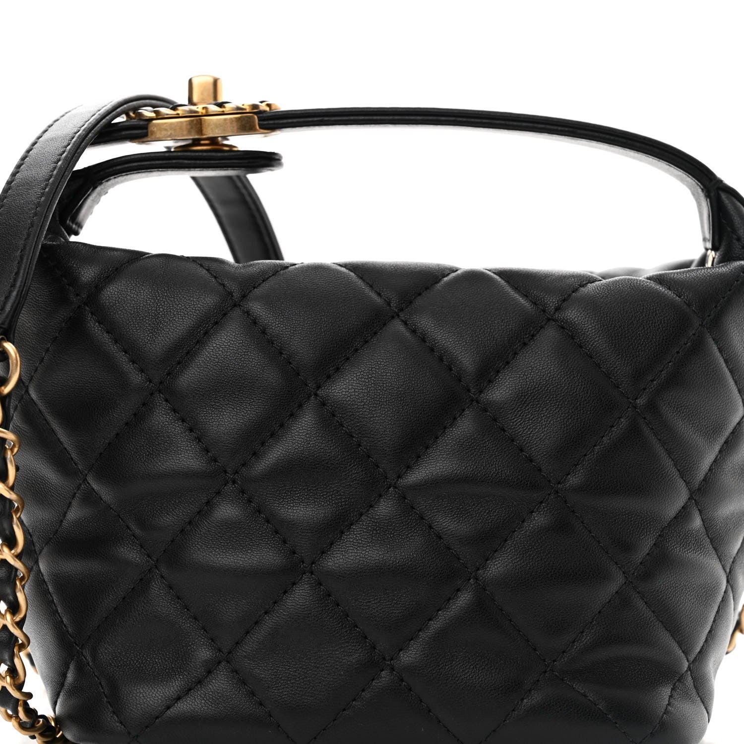 Chanel Lambskin Quilted Small Perfect Meeting Hobo Black 8 of 10