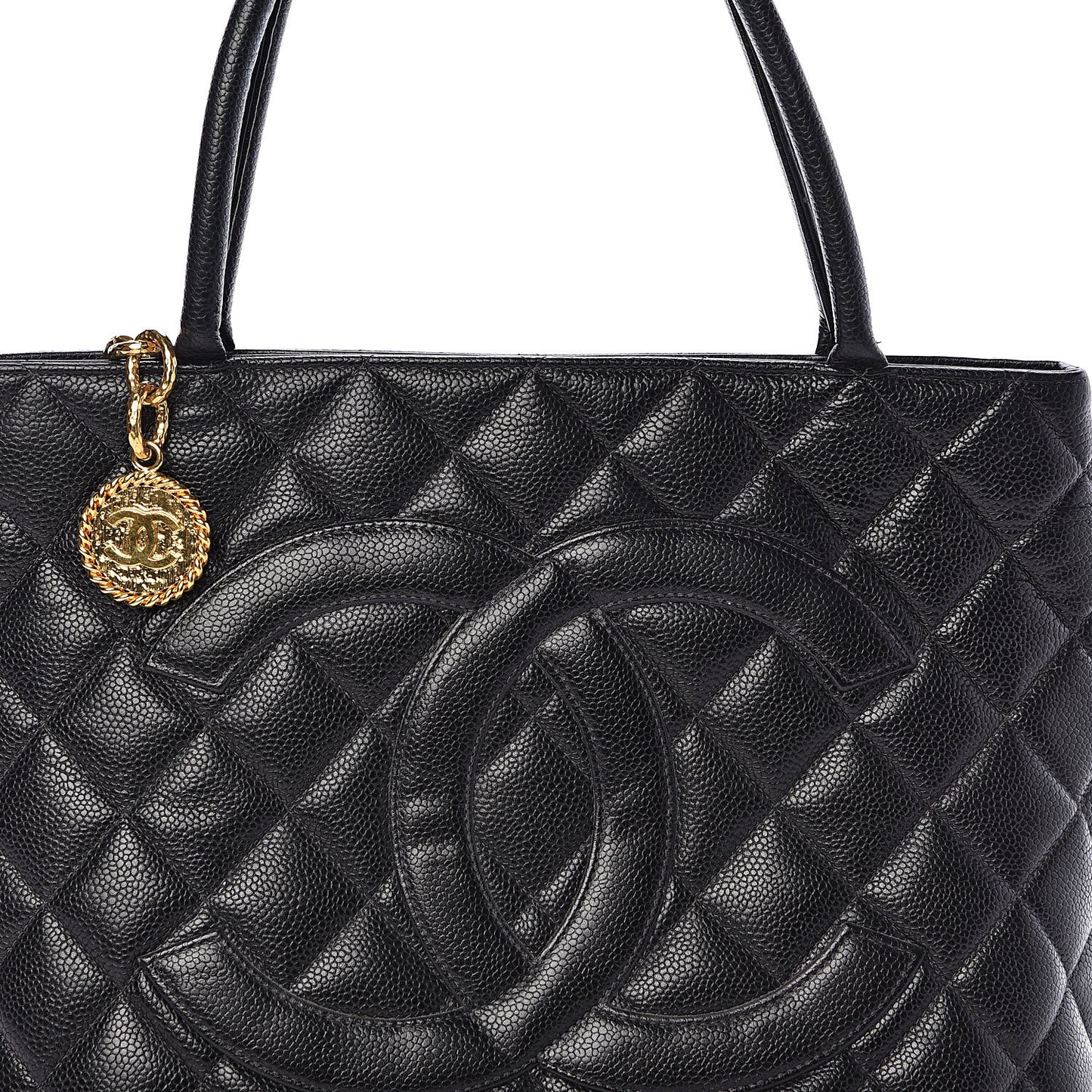 Caviar Quilted Medallion Tote Black