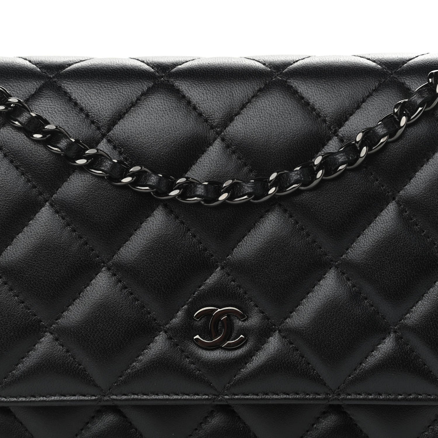 Chanel Lambskin Quilted Wallet On Chain WOC So Black 11 of 12