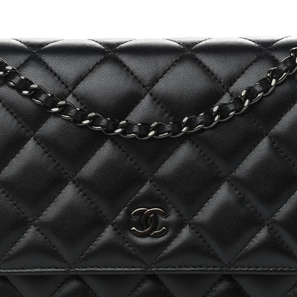 Chanel Lambskin Quilted Wallet On Chain WOC So Black 11 of 12