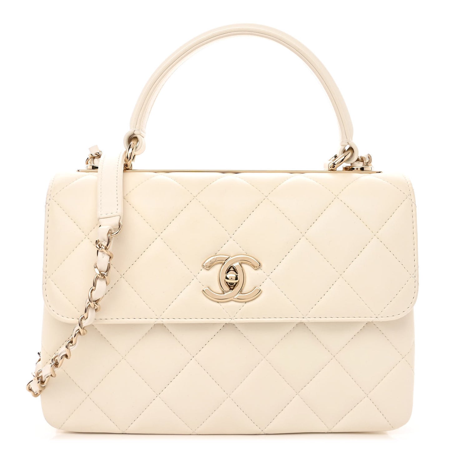 Lambskin Quilted Small Trendy CC Dual Handle Flap Bag White