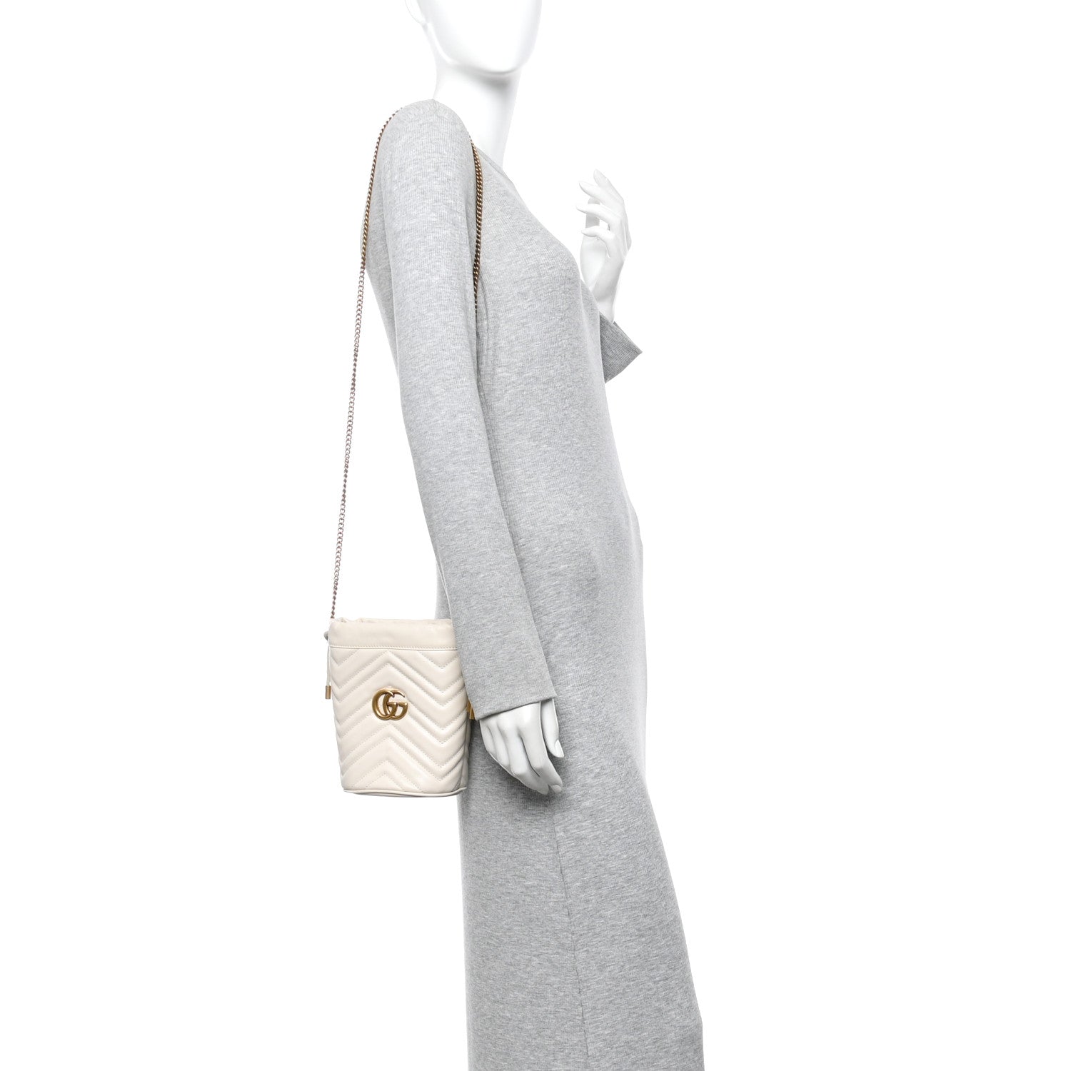 Gucci Calfskin Matelasse Mini GG Marmont 2.0 Bucket Bag White 2 of 11