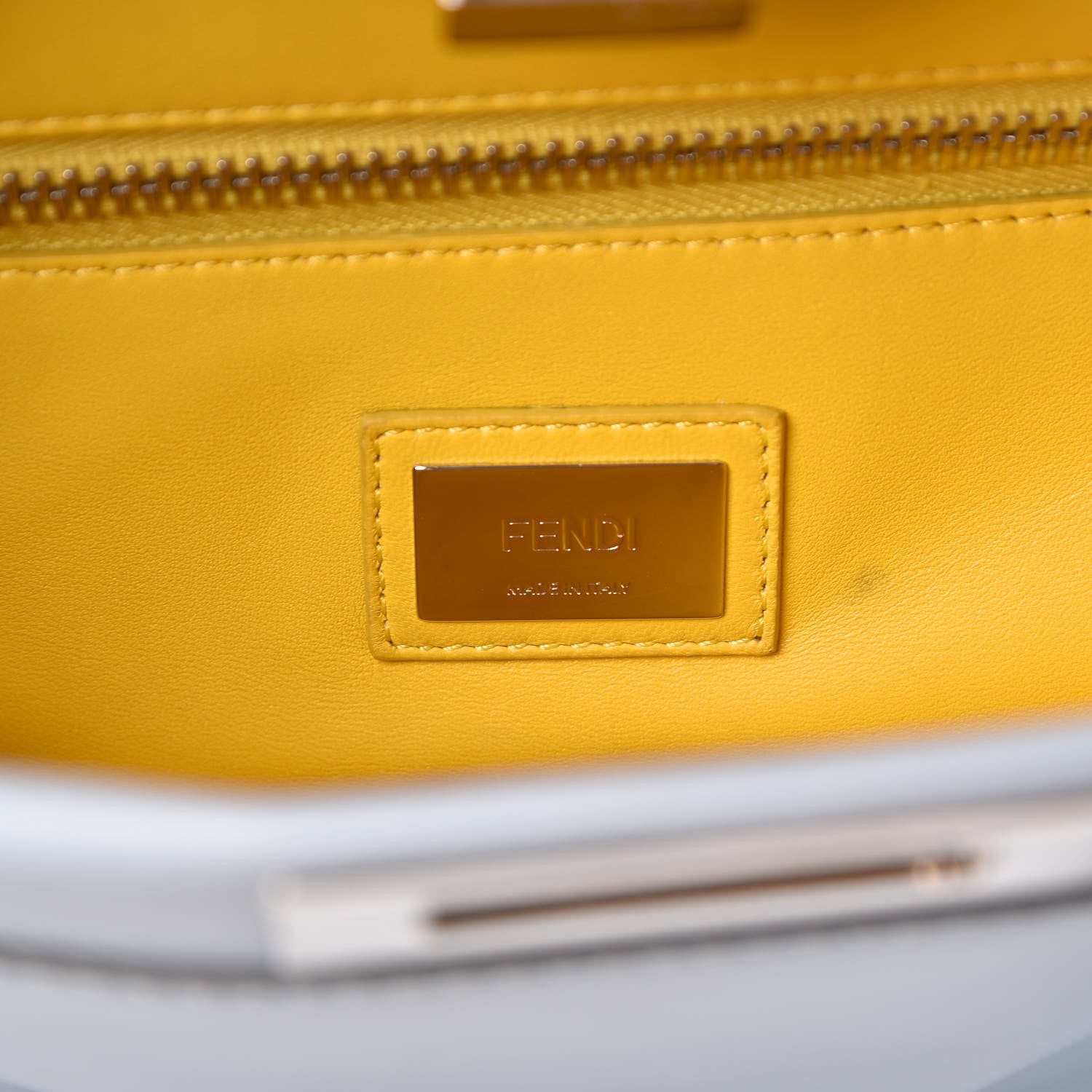 Fendi Vitello Morgan Shiny Nappa Medium Peekaboo Iconic Satchel Polvere Sunflower 7 of 8