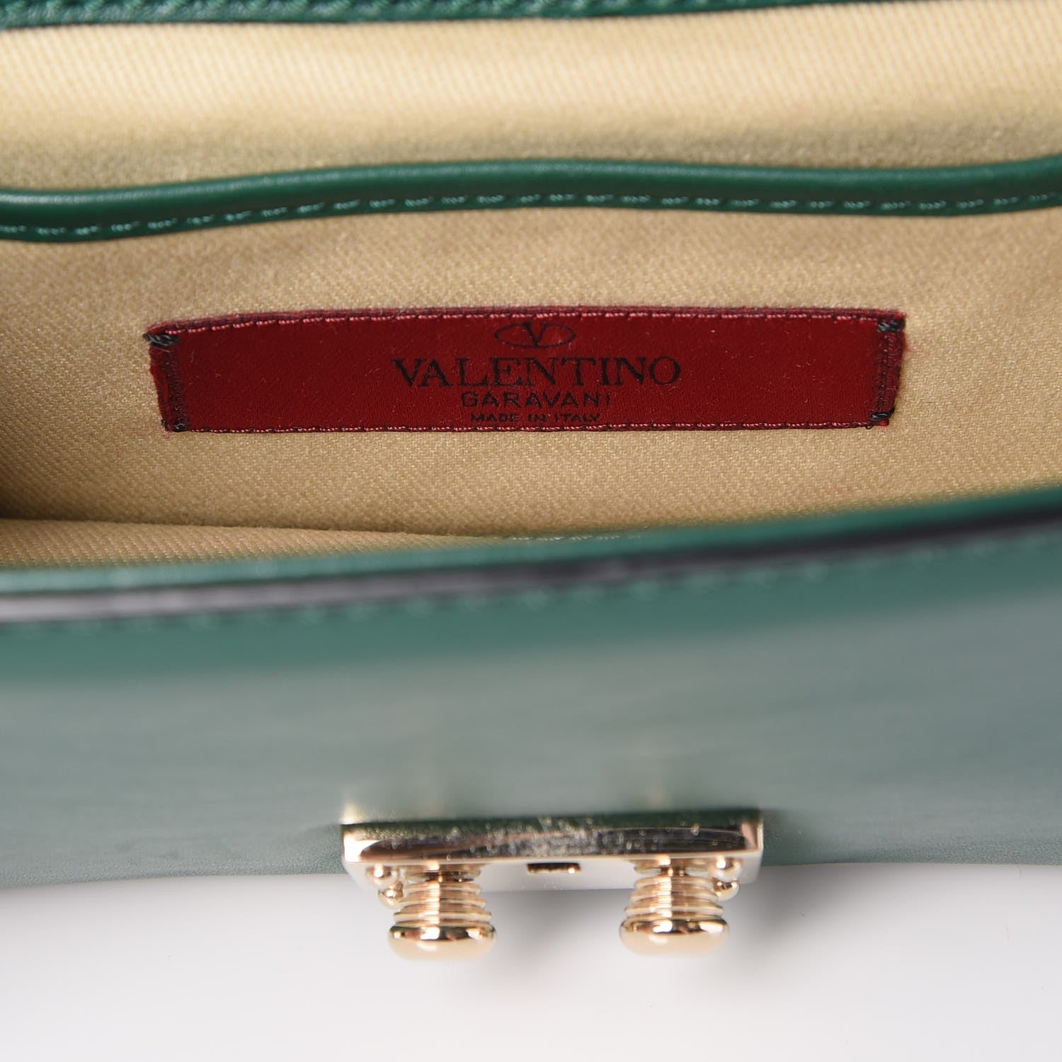 Valentino Garavani Vitello Mini Glam Lock Rockstud Flap Green 6 of 7