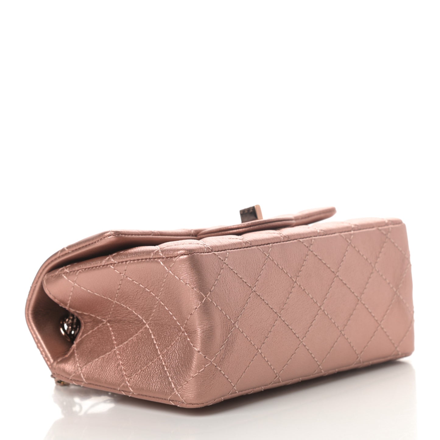 Metallic Grained Calfskin Quilted 2.55 Reissue Mini Flap Copper Pink
