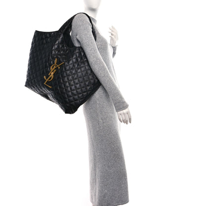 Saint Laurent Lambskin Quilted Maxi Icare Shopping Tote Black 2 of 9
