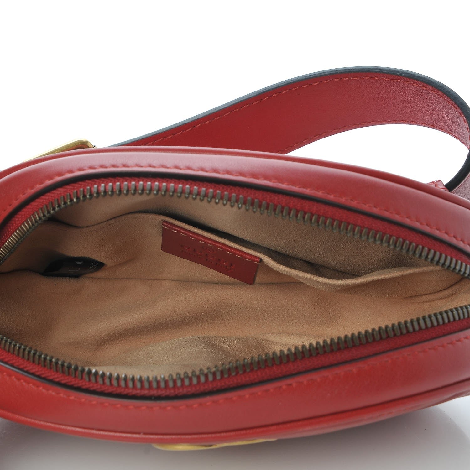 Gucci Calfskin Matelasse GG Marmont Belt Bag 85 34 Hibiscus Red 7 of 7