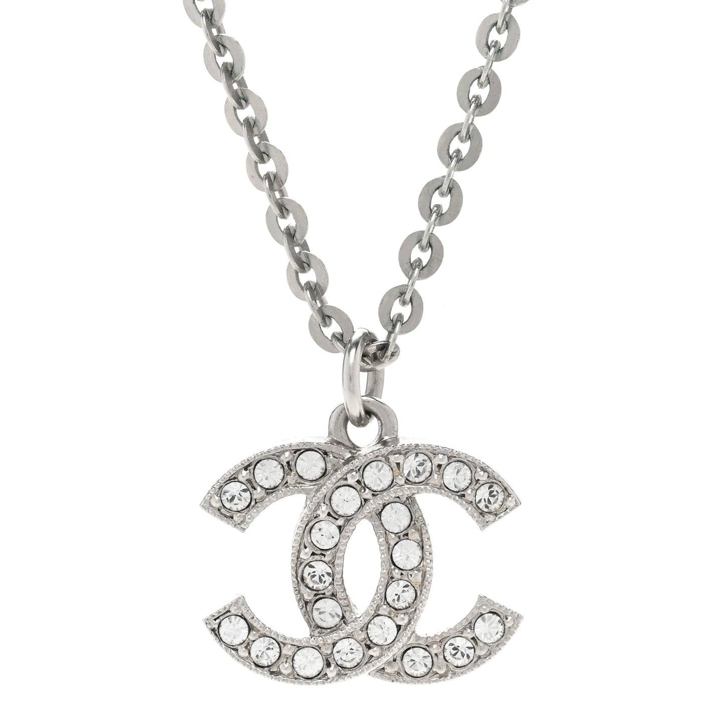 Crystal CC Pendant Necklace Silver