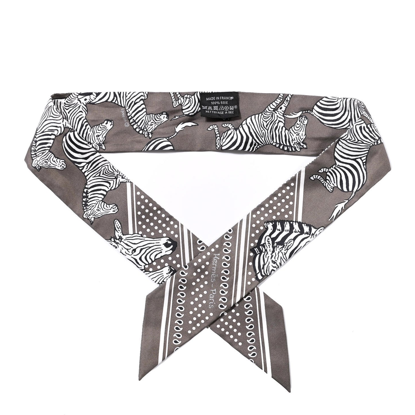 Silk Les Zebres Twilly Gris Taupe Black White