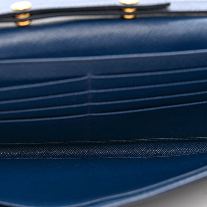 Prada Saffiano Metal Bar Chain Wallet Bleuette 5 of 7