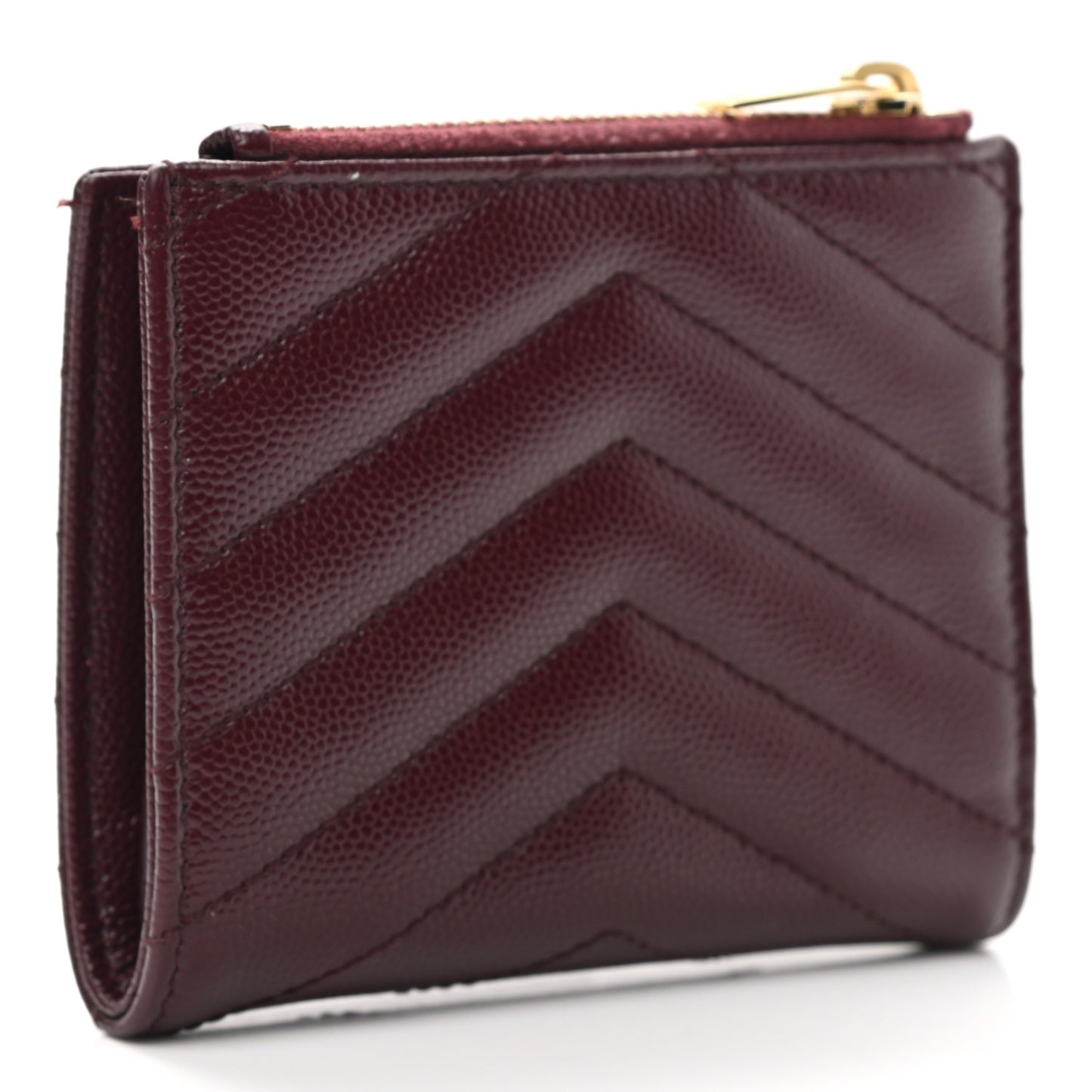 Grain De Poudre Matelasse Chevron Monogram Zipped Card Case Palissandre