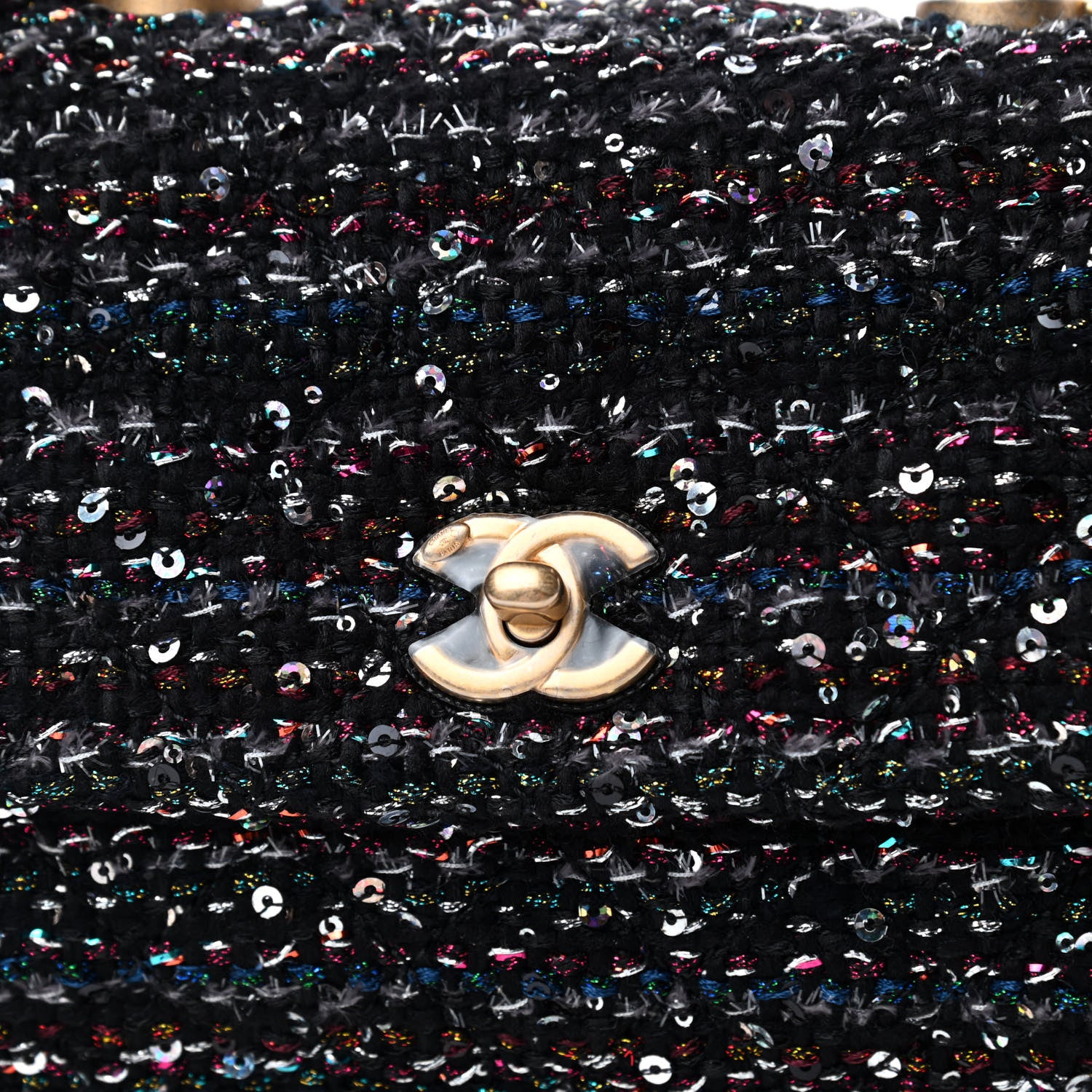 Chanel Tweed Sequin Mini Coco Handle Flap Black 10 of 11