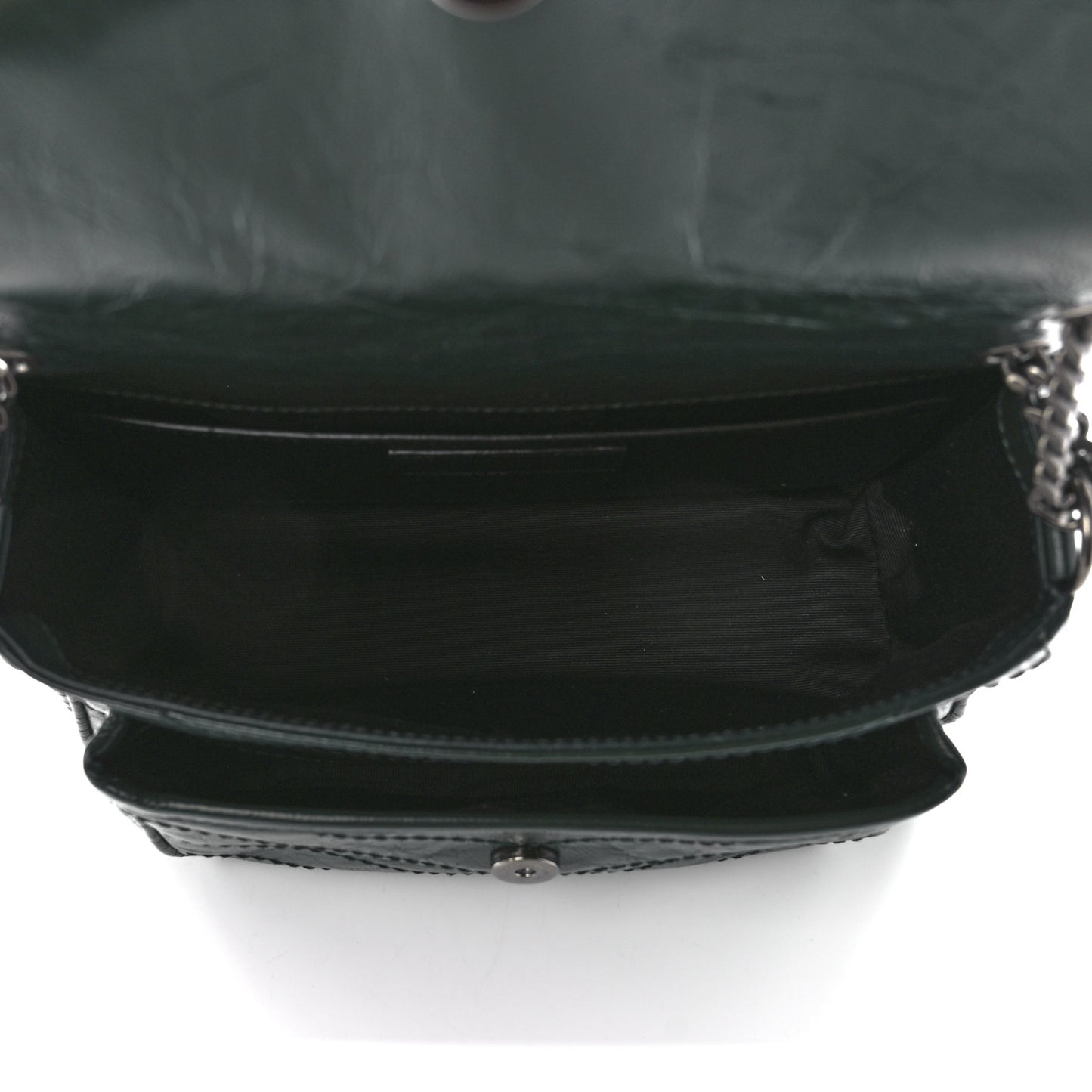 Crinkled Calfskin Matelasse Monogram Baby Niki Chain Satchel