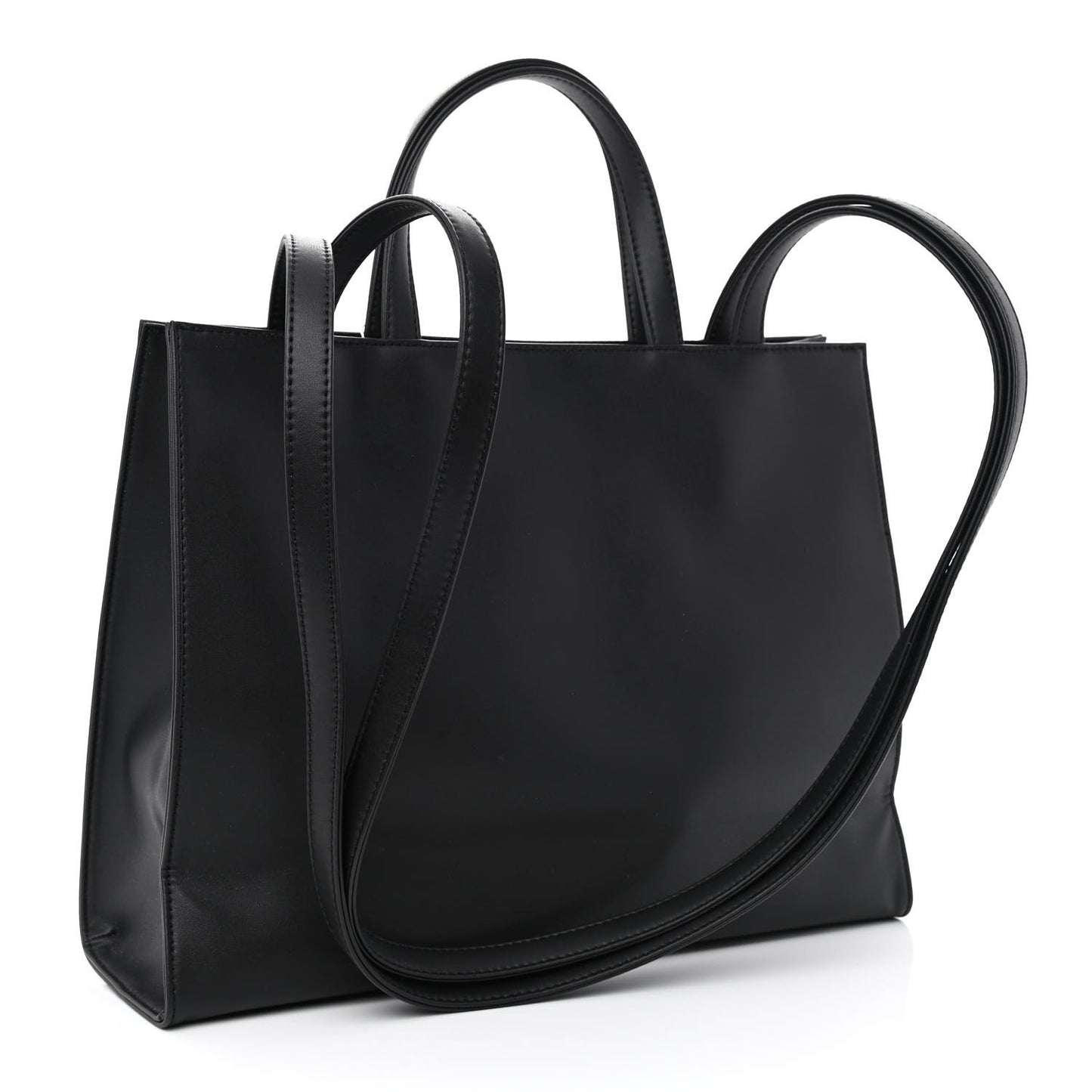 Vegan Leather Medium Shopping Bag Black