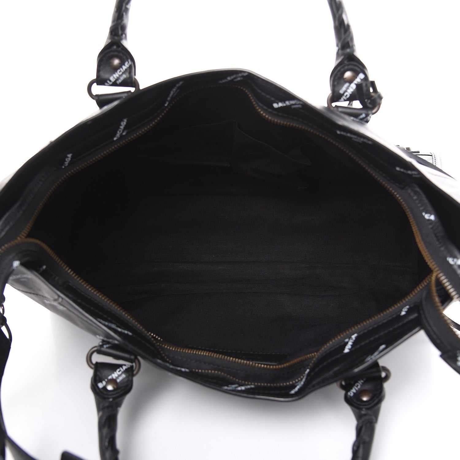 Balenciaga Veau Allover Logo Classic Hardware City Black White 5 of 10