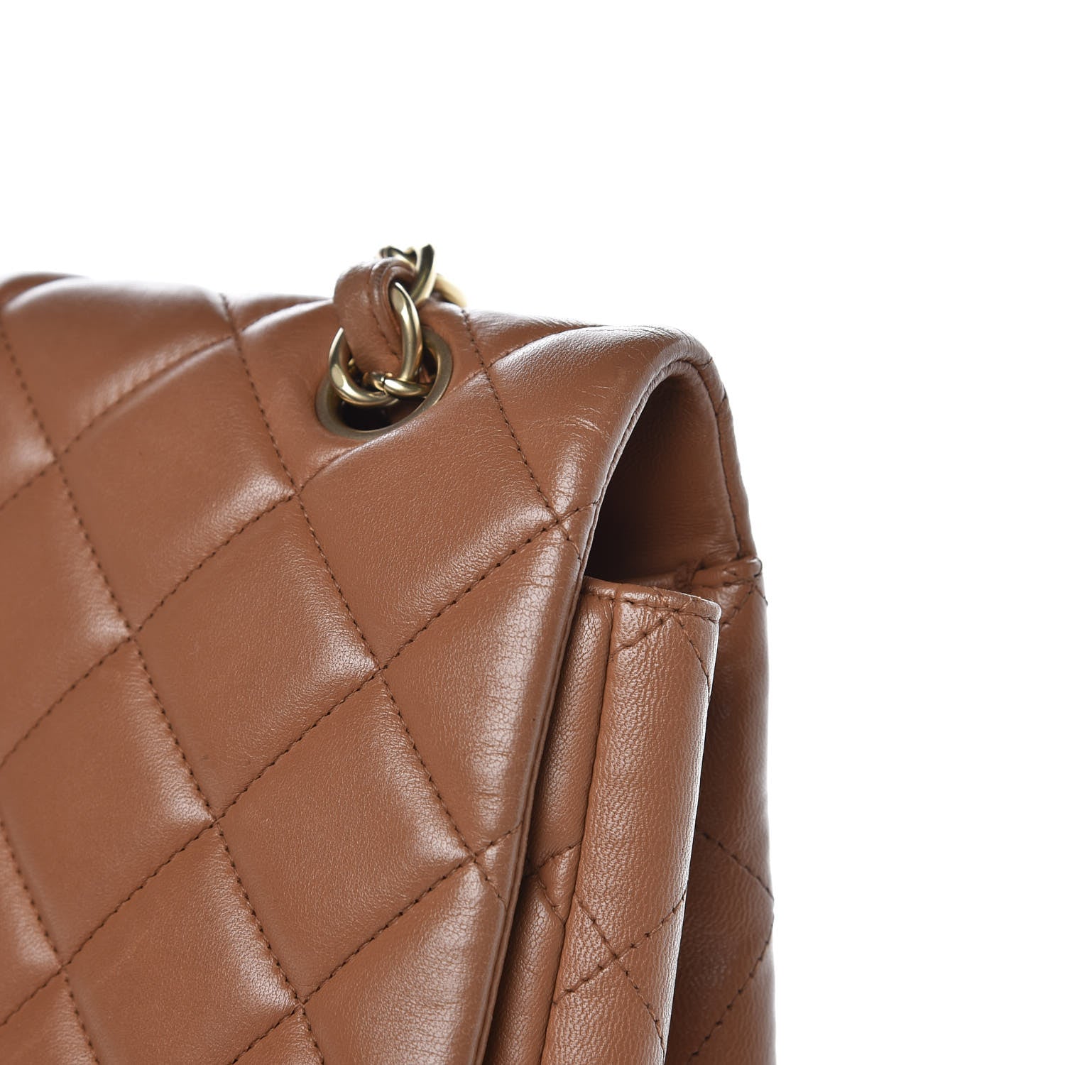 Chanel Lambskin Quilted Maxi Single Flap Dark Beige 14 of 17