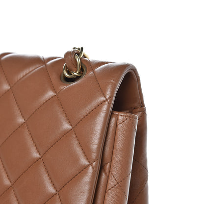 Chanel Lambskin Quilted Maxi Single Flap Dark Beige 14 of 17