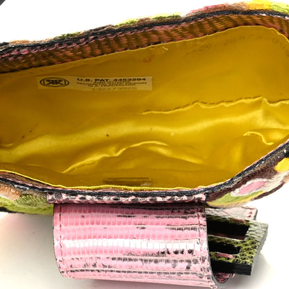 Fendi Lizard Embroidered Flower Baguette Pink Multicolor 4 of 5