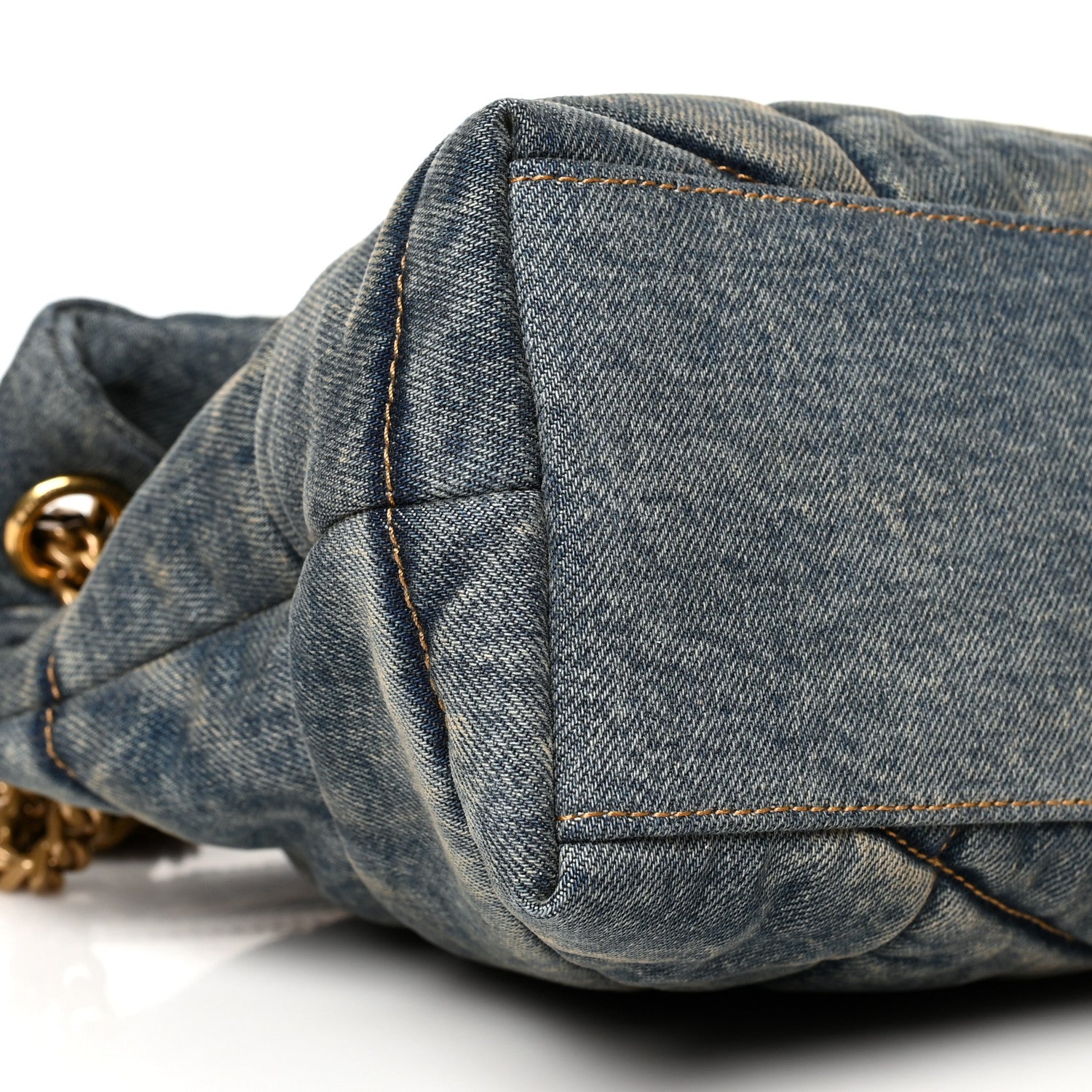 Saint Laurent Denim Quilted Small Loulou Puffer Monogram Chain Satchel Blue Cinnamon 9 of 10