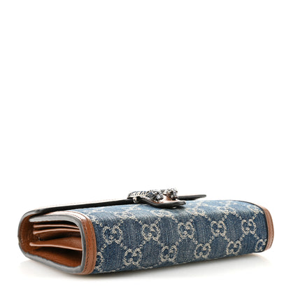 Gucci New Denim GG Monogram Dollar Calfskin Enamel Mini Dionysus Chain Wallet Blue Tea Cuir Epilog Electric Blue 4 of 14
