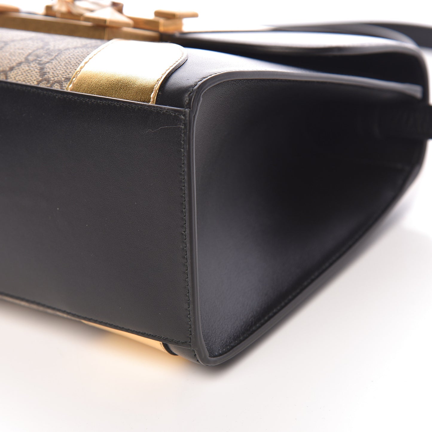 GG Supreme Monogram Small Osiride Top Handle Bag Black Gold