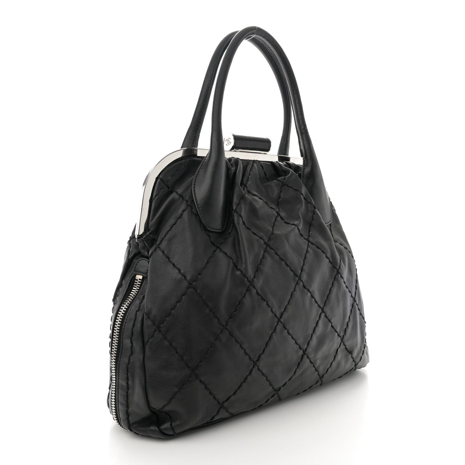 Chanel Calfskin Stitched Expandable Frame Bag Black 3 of 15