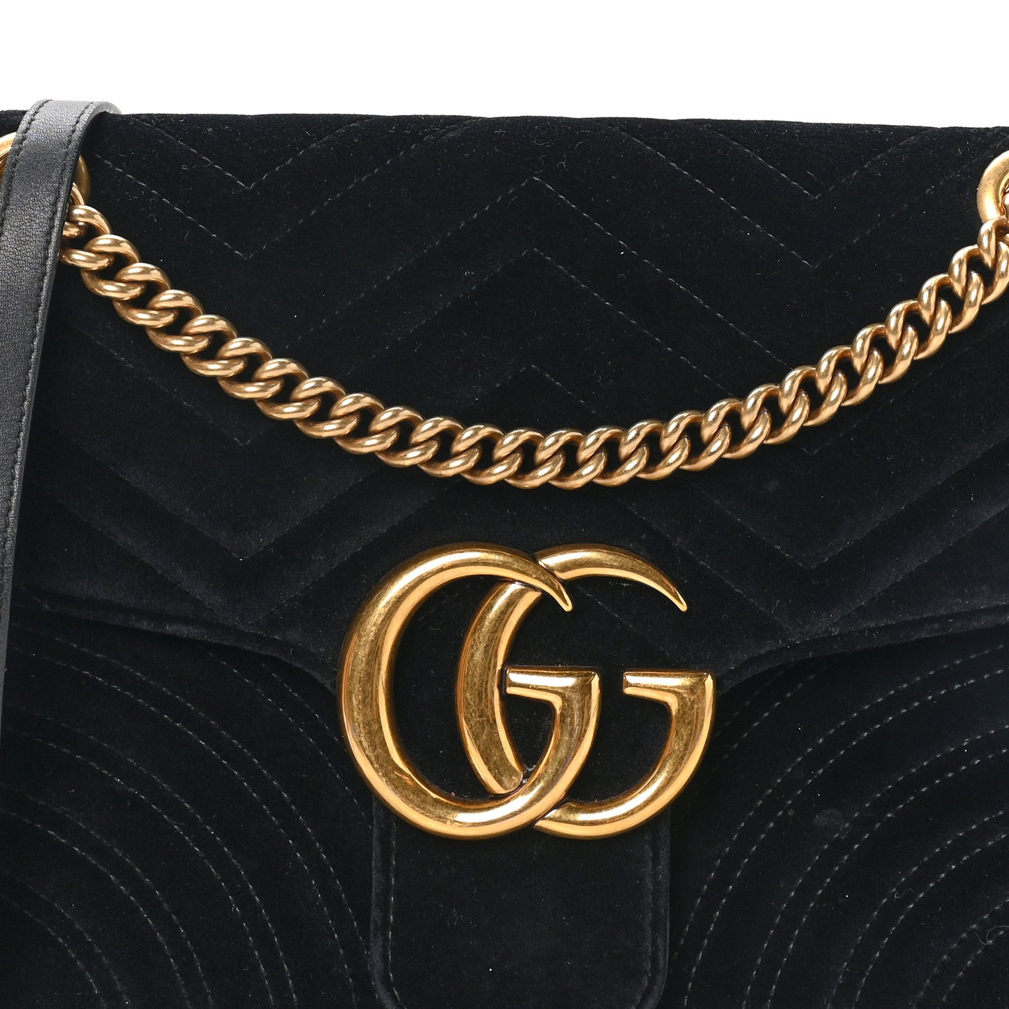 Velvet Matelasse Medium GG Marmont Shoulder Bag Black