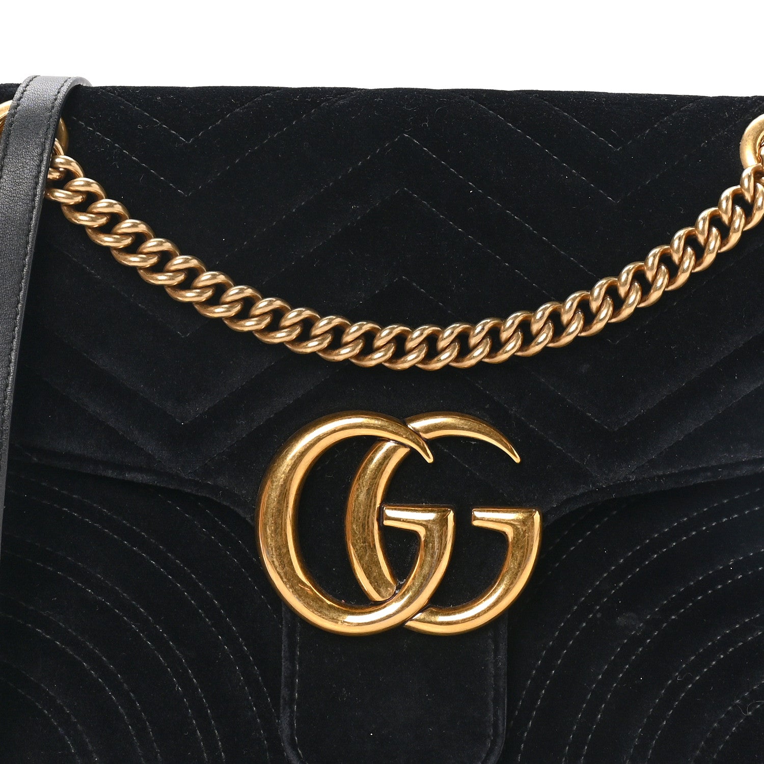 Gucci Velvet Matelasse Medium GG Marmont Shoulder Bag Black 8 of 10