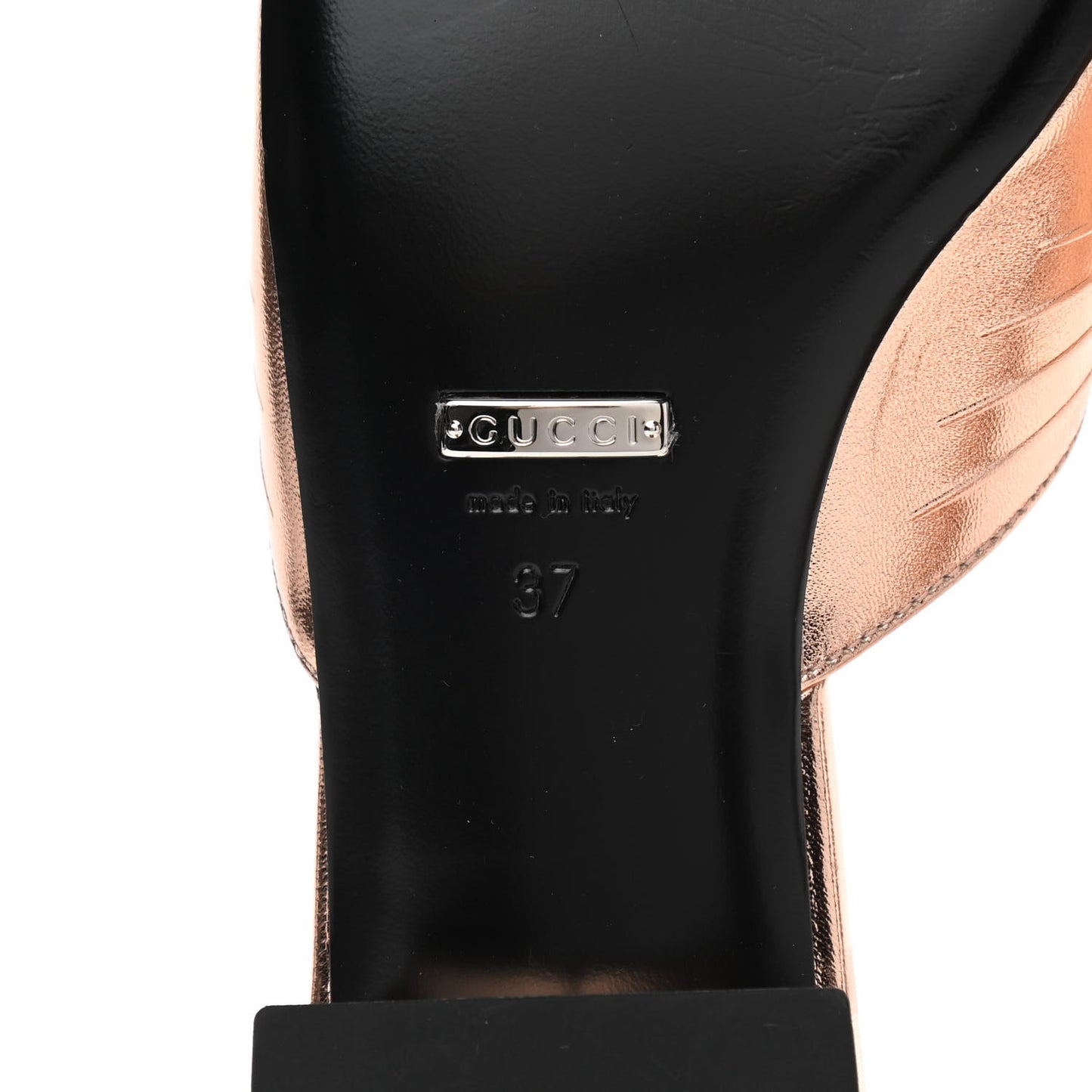 Metallic Nappa Crossover Flat Slide Sandals 37 Rose Gold