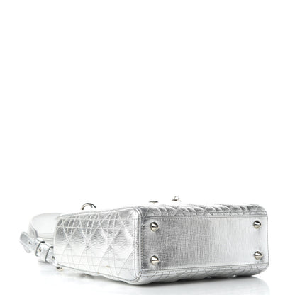 Christian Dior Metallic Grained Calfskin Cannage Small Lucky Badges My Lady Dior Silver 4 of 8