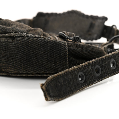 Balenciaga Washed Frayed Denim Crystal Le Cagole Shoulder Bag XS Black 11 of 17