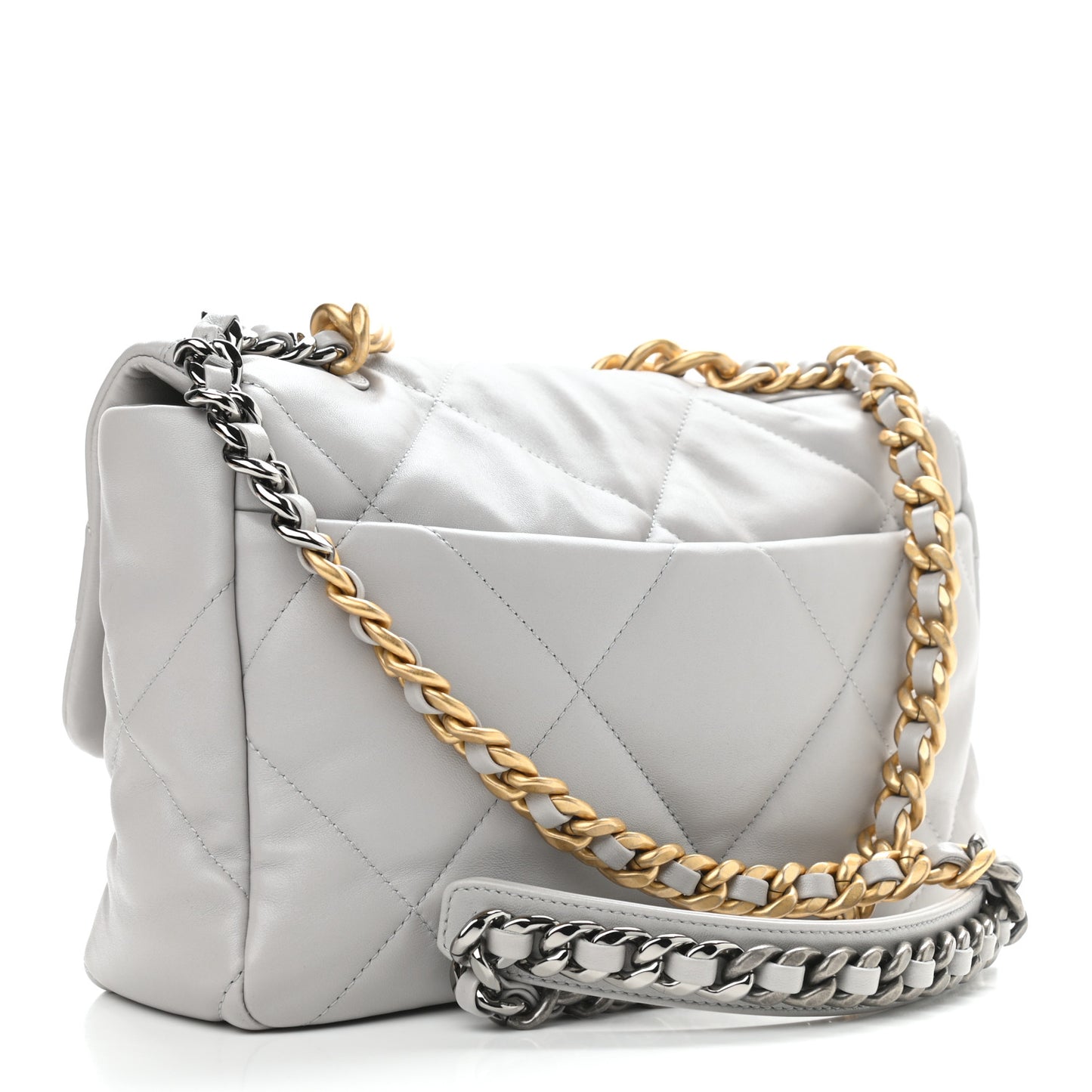 Lambskin Quilted Large Chanel 19 Flap Grey