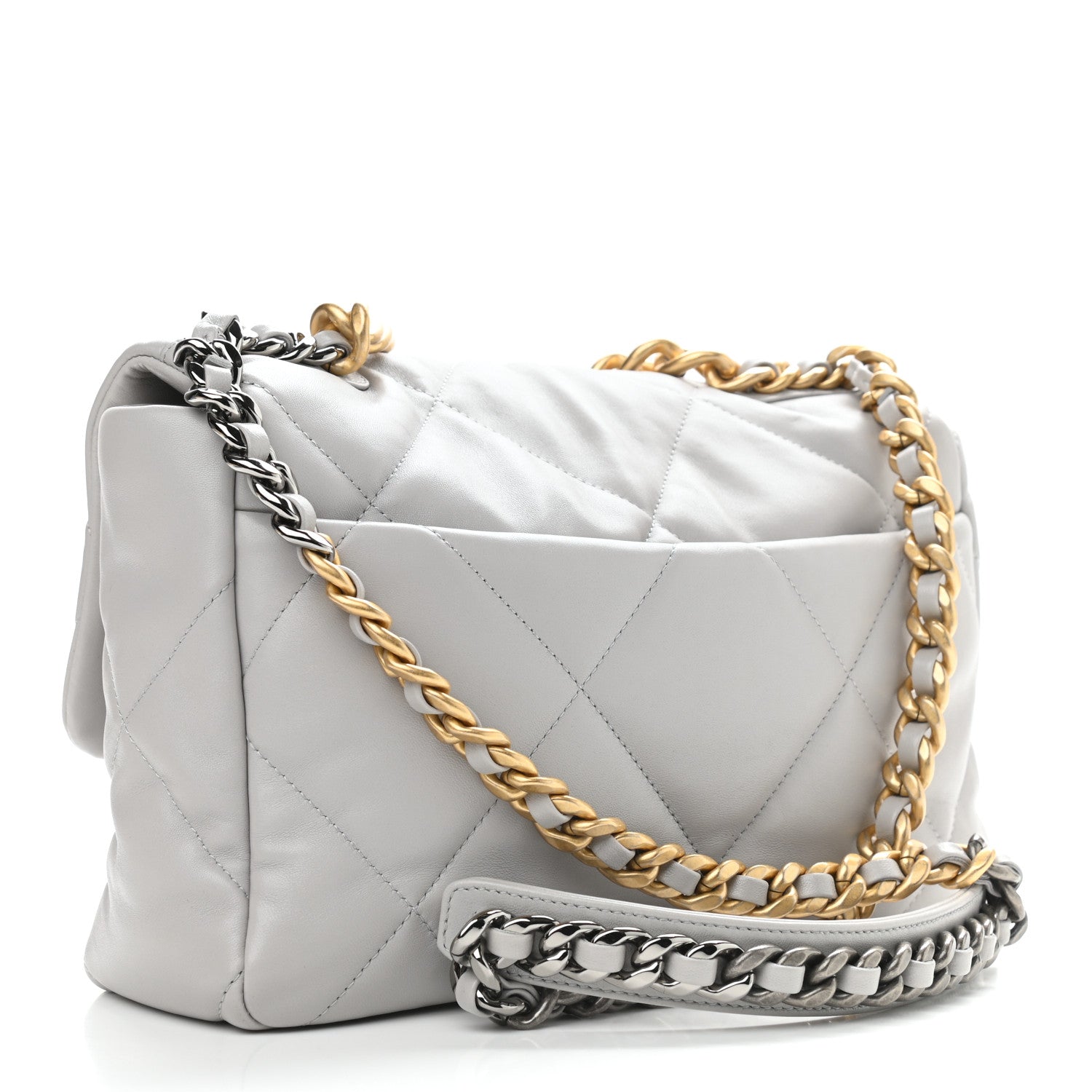Chanel Lambskin Quilted Large Chanel 19 Flap Grey 3 of 9