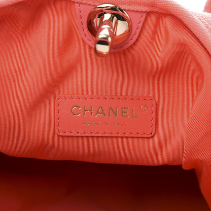 Chanel Cotton Canvas Large CC Embrace Hobo Coral 7 of 14