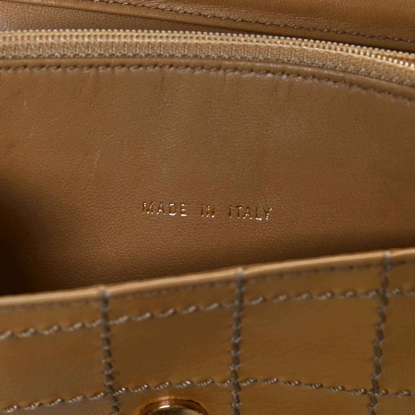 Calfskin Square Stitched Wallet On Chain WOC Beige