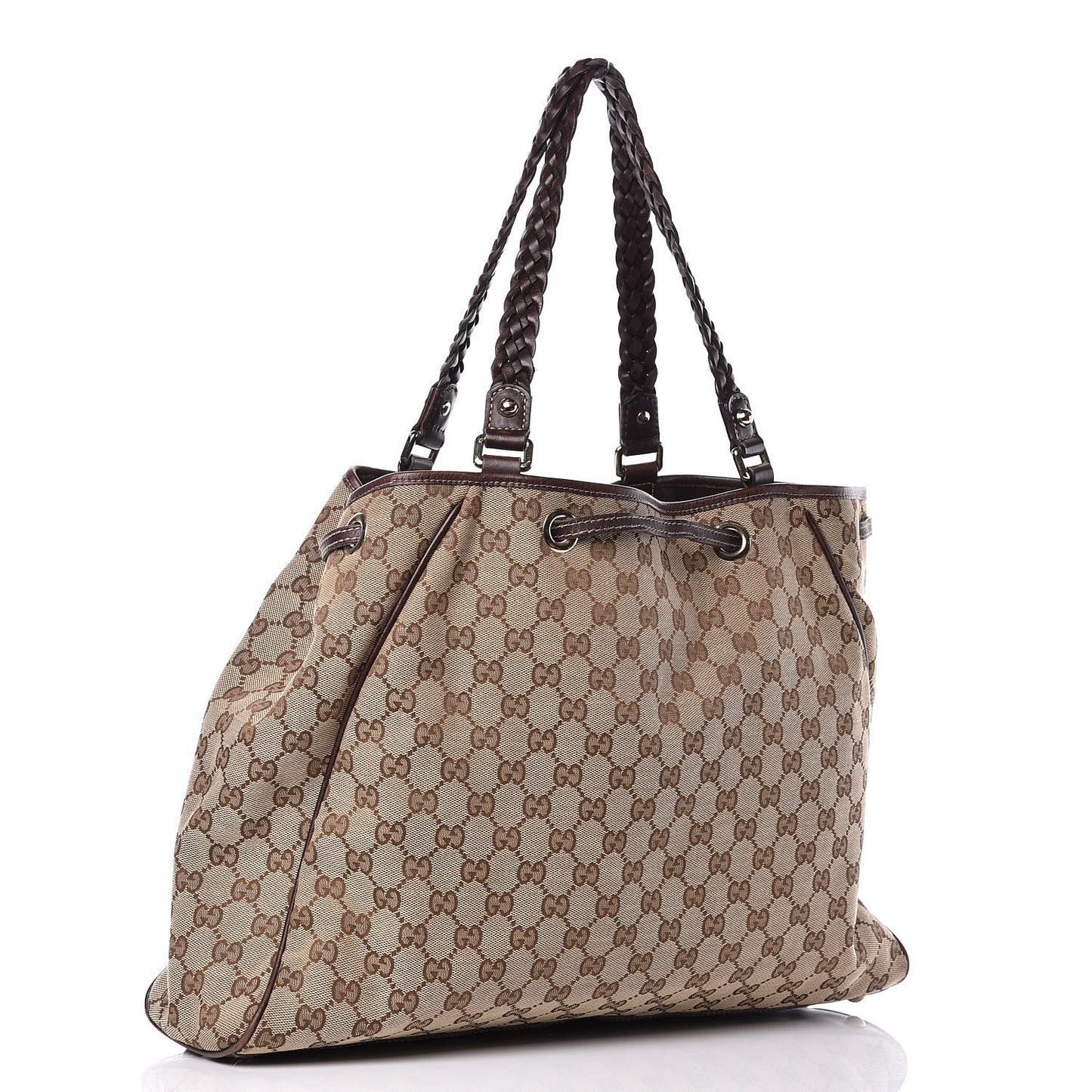 Monogram Peggy Braided Tote Dark Brown