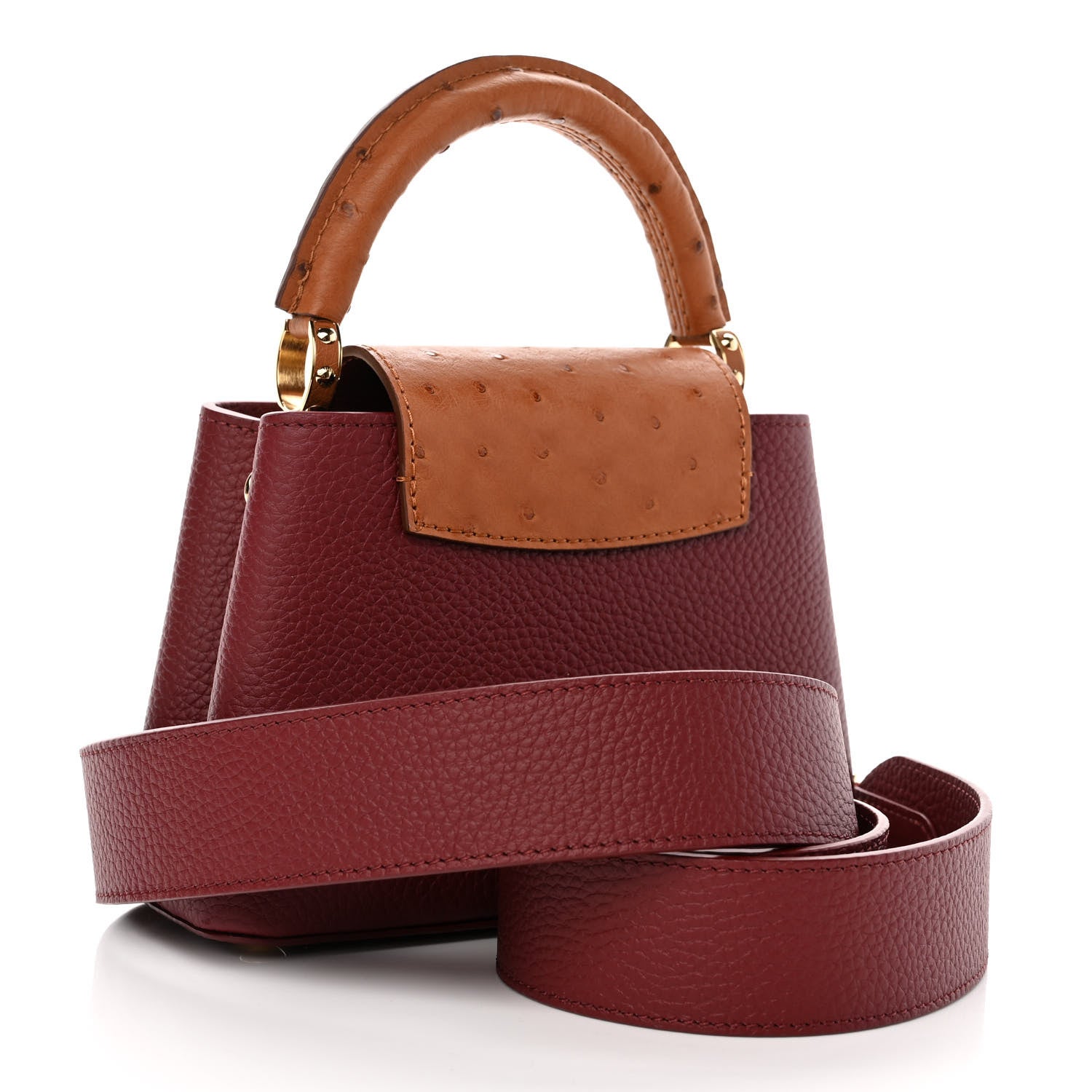 Louis Vuitton Taurillon Ostrich Mini Capucines Griotte Red Honey 3 of 7