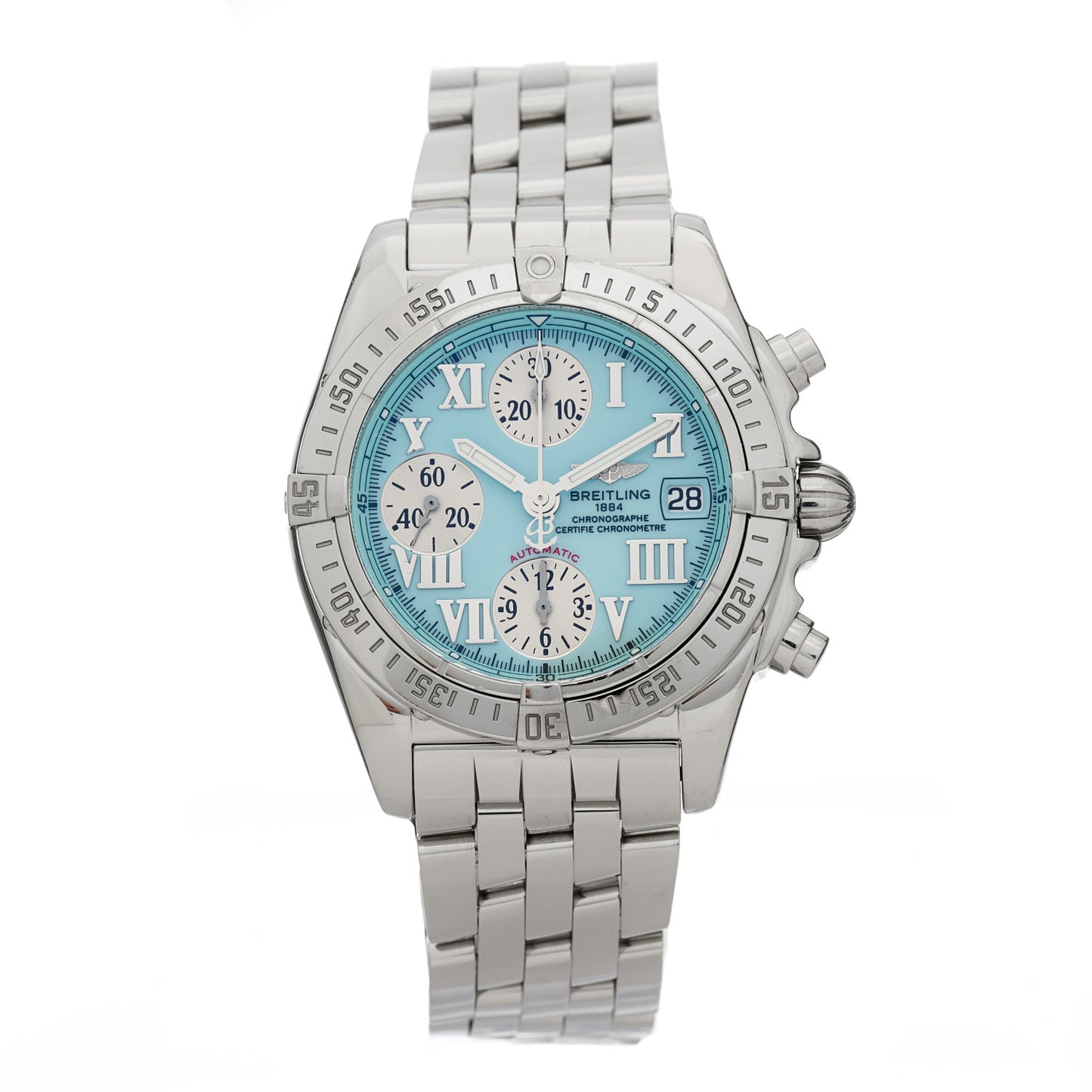 Stainless Steel 39mm Chrono Cockpit Automatic Watch Tiffany Blue A13358