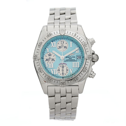 Breitling Stainless Steel 39mm Chrono Cockpit Automatic Watch Tiffany Blue A13358 1 of 4
