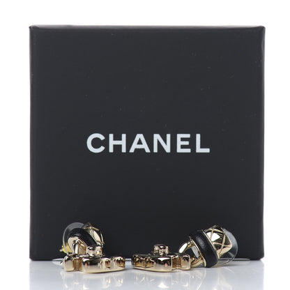Chanel Lambskin CC Turnlock Drop Earrings Gold Black 6 of 6