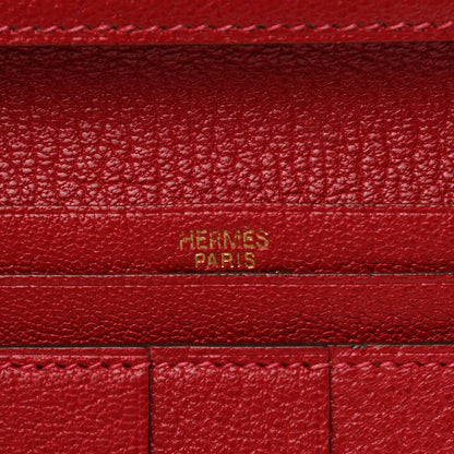 Hermes Chevre Mysore Bearn Gusset Wallet Rouge Vif 5 of 10