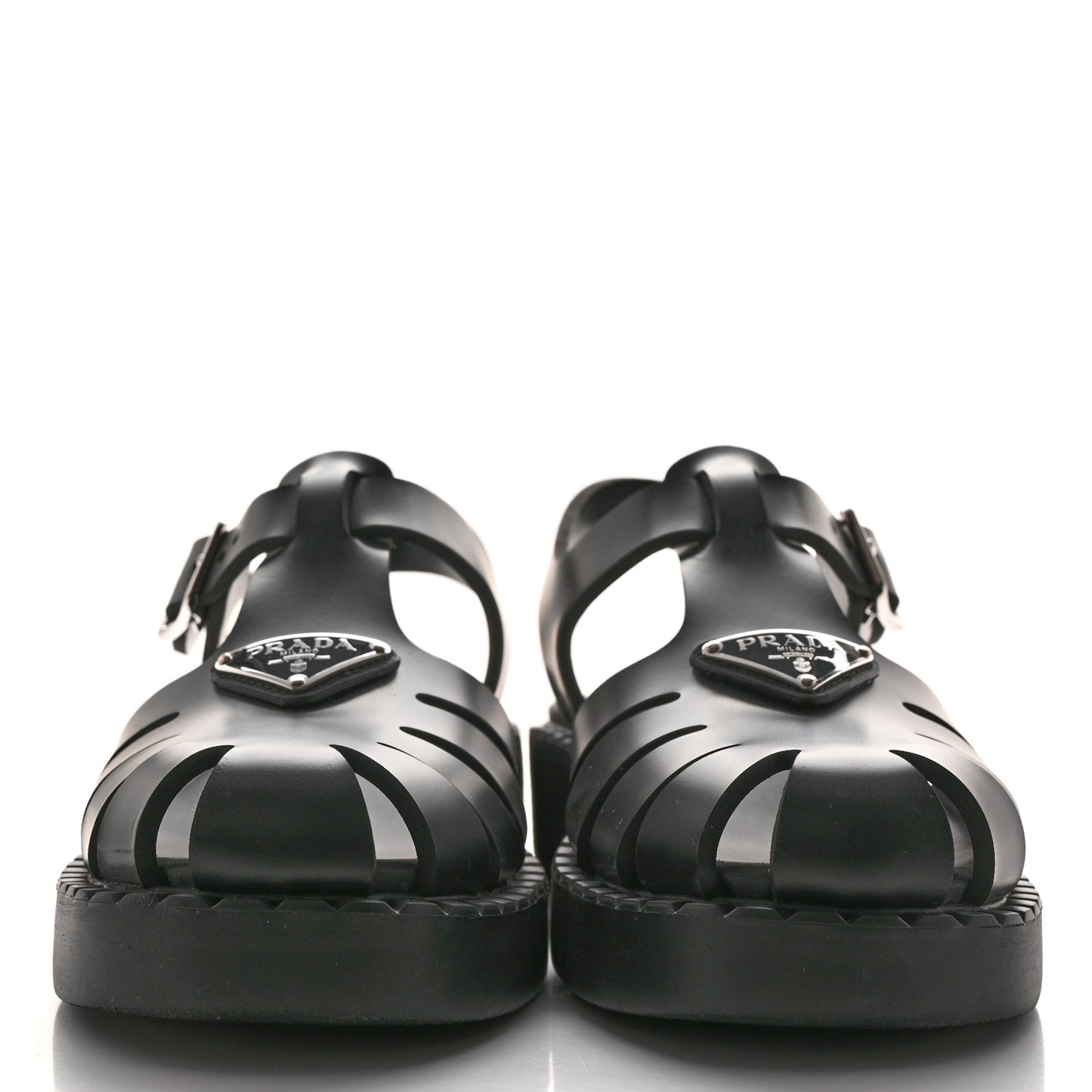 Foam Rubber Metal Triangle Logo 50mm Cage Sandals 38 Black