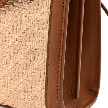 Saint Laurent Raffia Calfskin Mini Classic Monogram Cassandra Top Handle Naturel Brick 11 of 14