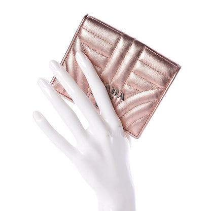 Prada Metallic Nappa Impunture Diagramme Wallet Rosa Mordore 2 of 12
