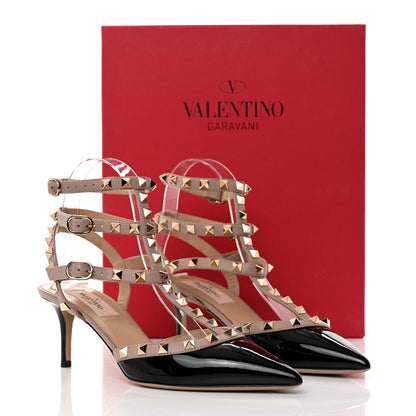 Valentino Garavani Patent Nappa Rockstud Ankle Strap 65mm Pumps 37.5 Black Poudre 11 of 11
