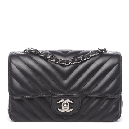 Chanel Lambskin Chevron Quilted Mini Rectangular Flap Black 1 of 11