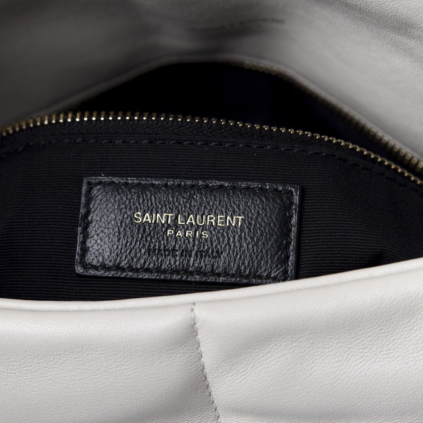Lambskin Quilted Medium Loulou Puffer Monogram Chain Satchel Blanc Vintage