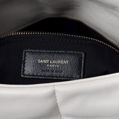 Saint Laurent Lambskin Quilted Medium Loulou Puffer Monogram Chain Satchel Blanc Vintage 8 of 10
