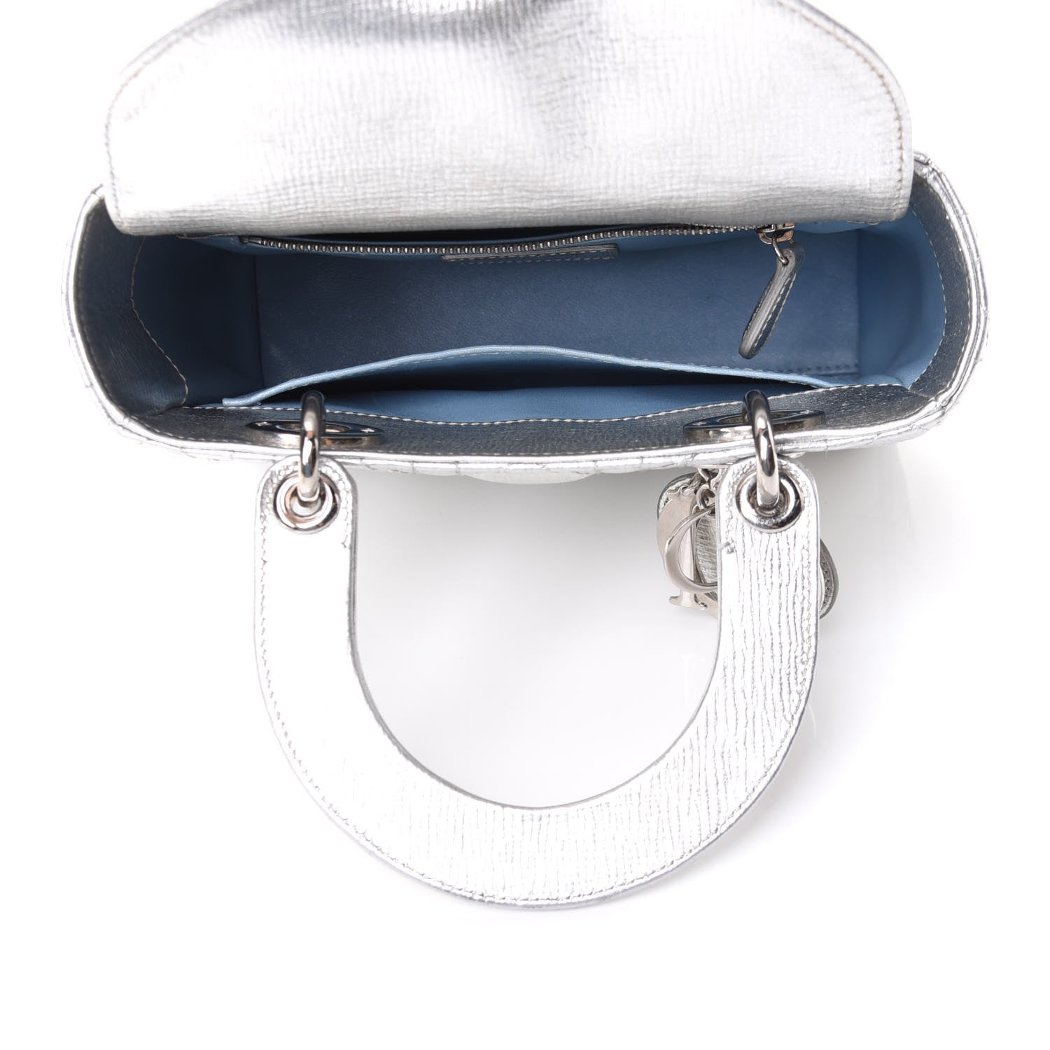 Christian Dior Metallic Grained Calfskin Cannage Small Lucky Badges My Lady Dior Silver 5 of 11