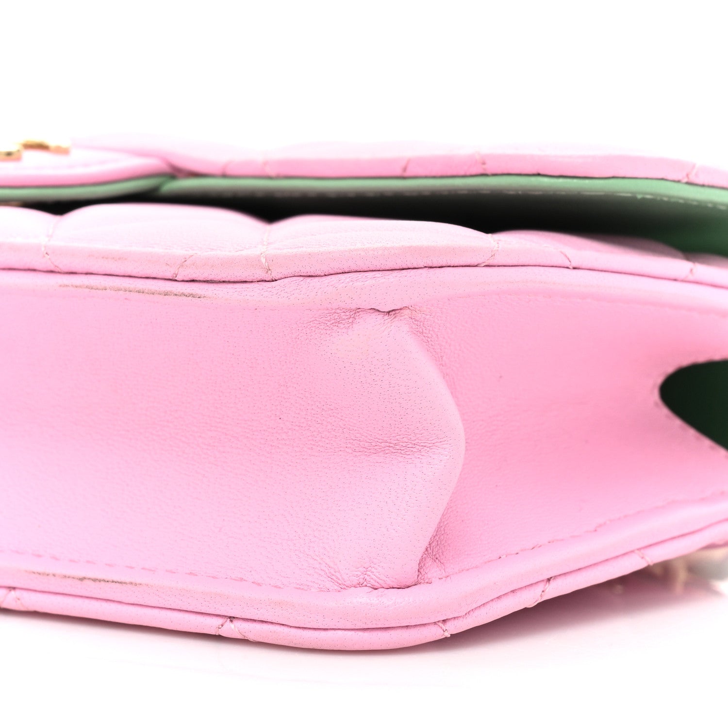 Chanel Lambskin Quilted Flap Phone Holder With Chain Lilac Light Green 9 of 14
